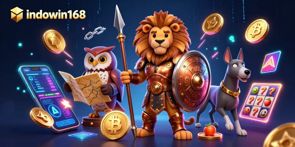 Experience the thrilling world of indowin168 with a vibrant 3D casino scene full of action!