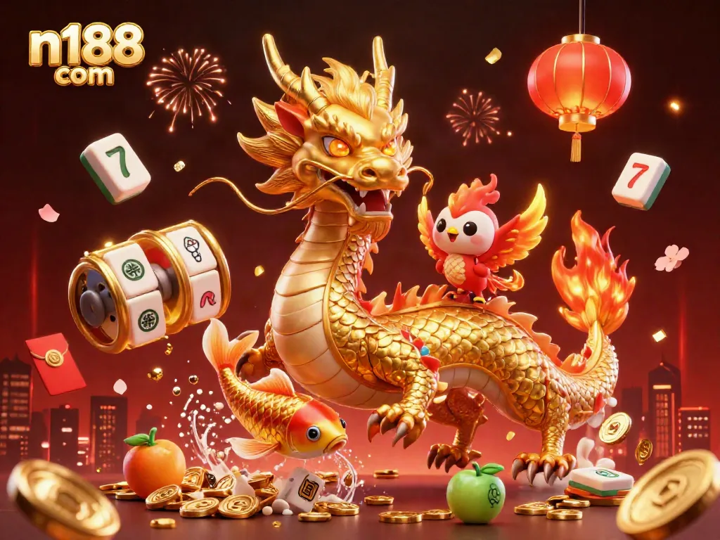 Experience the excitement at n188 com while exploring dynamic casino gaming elements in a vibrant illustration.