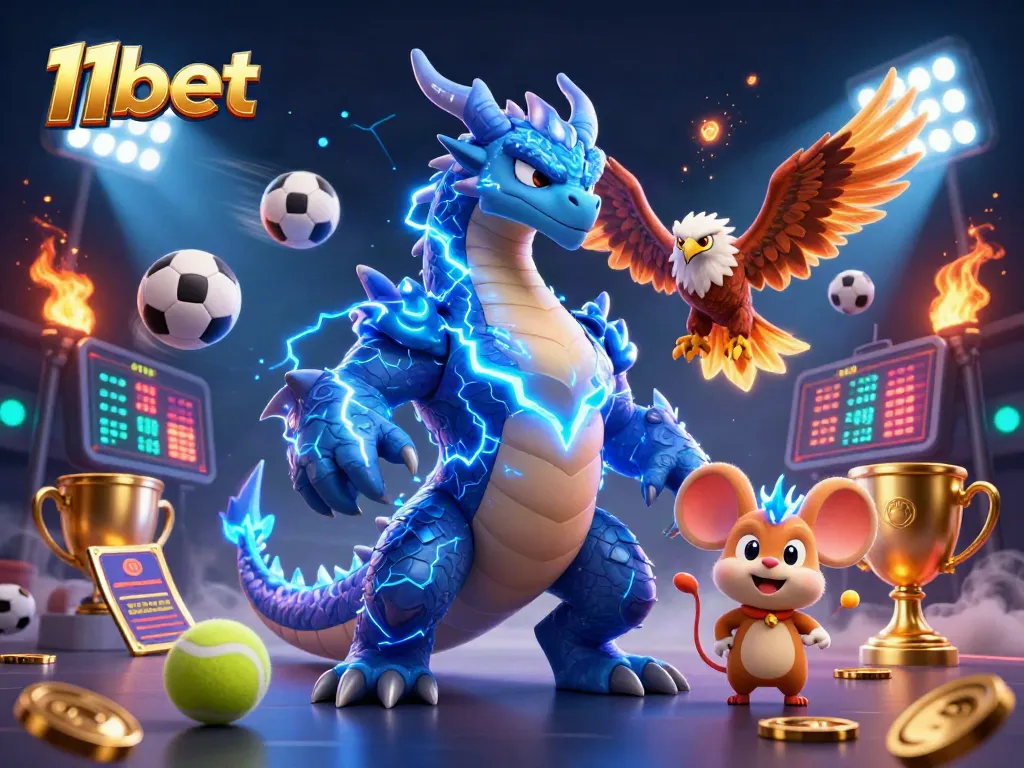 Engage with 11bet's exciting online betting experience featuring vibrant characters in a casino-inspired scene.