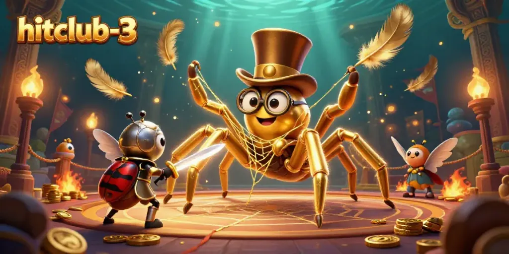 Engage in thrilling gameplay at hitclub-3 with a captivating 3D casino illustration showcasing vibrant characters and elements.