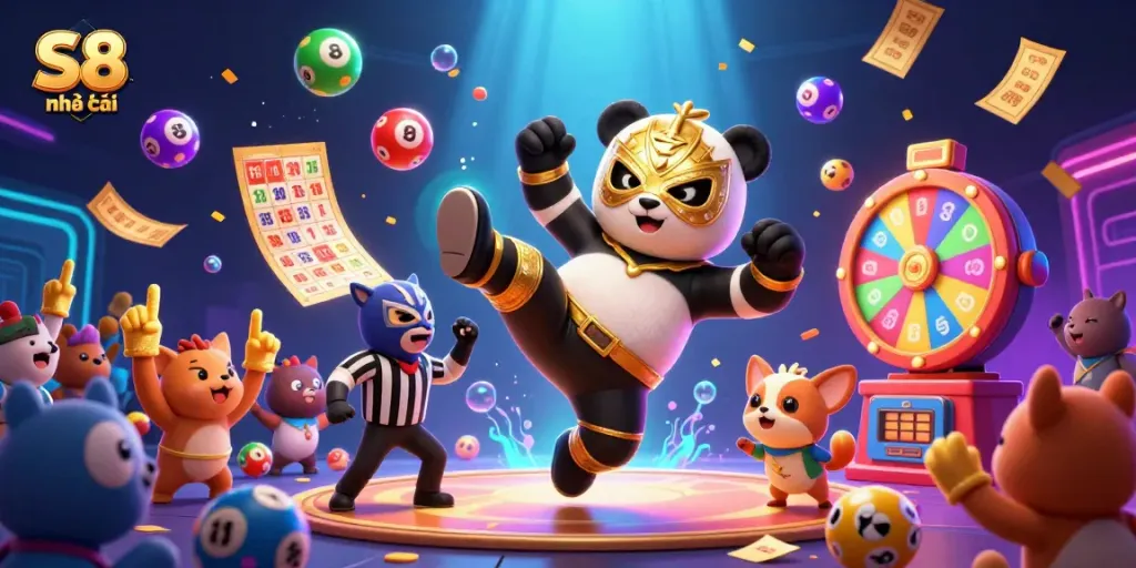 Engage with the exciting world of S8 nhà cái through a vibrant scene of animated casino fun.