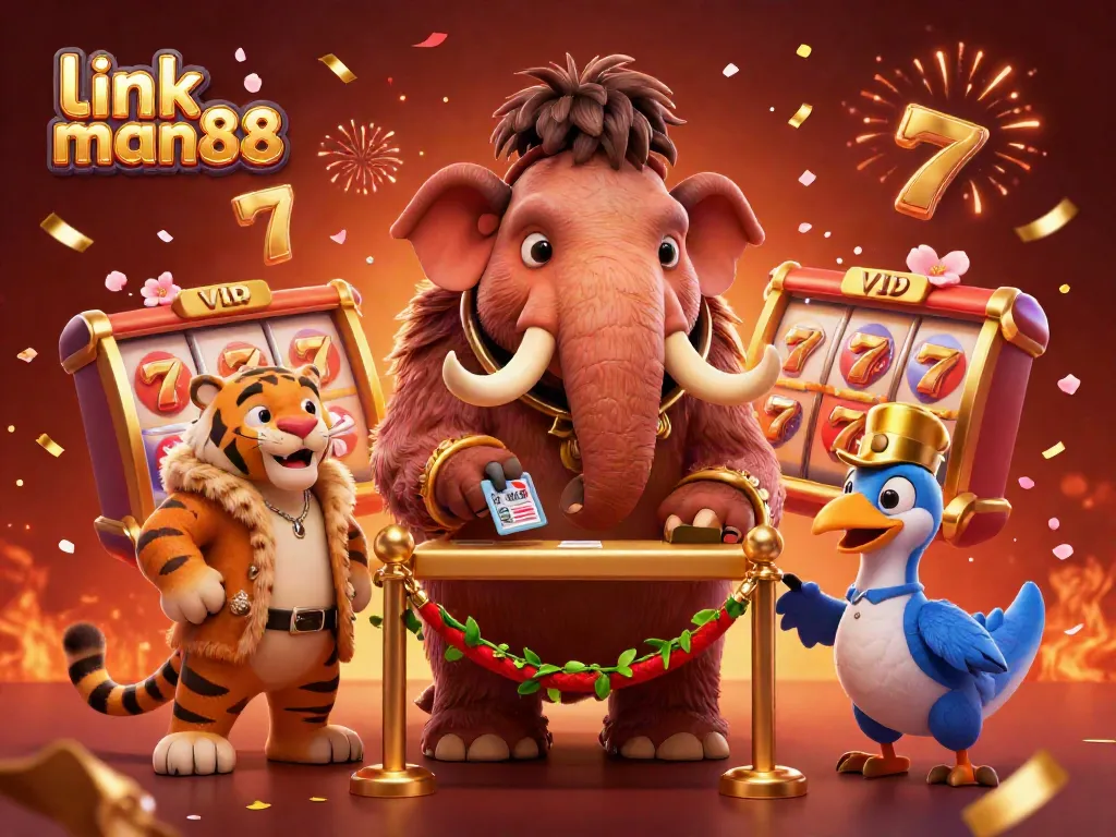 Experience thrilling action at link man88 with a vibrant 3D casino scene featuring entertaining characters.