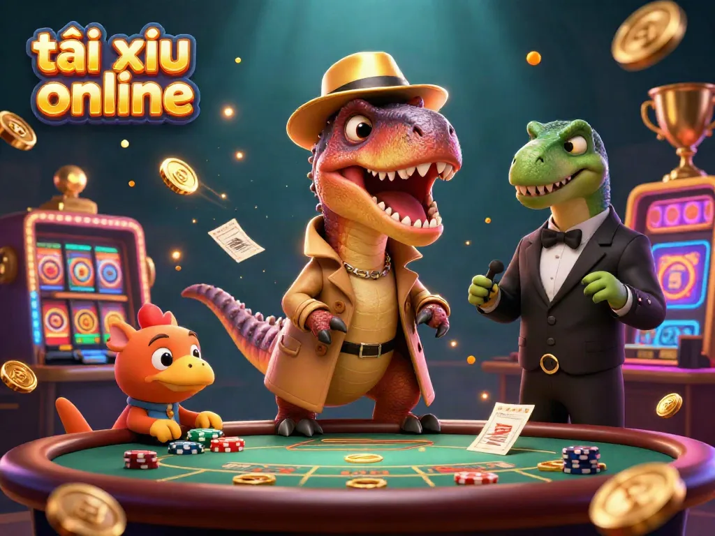 Experience the thrills of tài xỉu online in this vibrant 3D casino scene with unique characters.