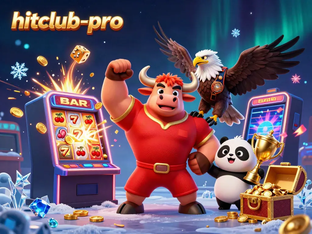 Engage with hitclub-pro's vibrant casino scene featuring a bull mascot and jackpot excitement.