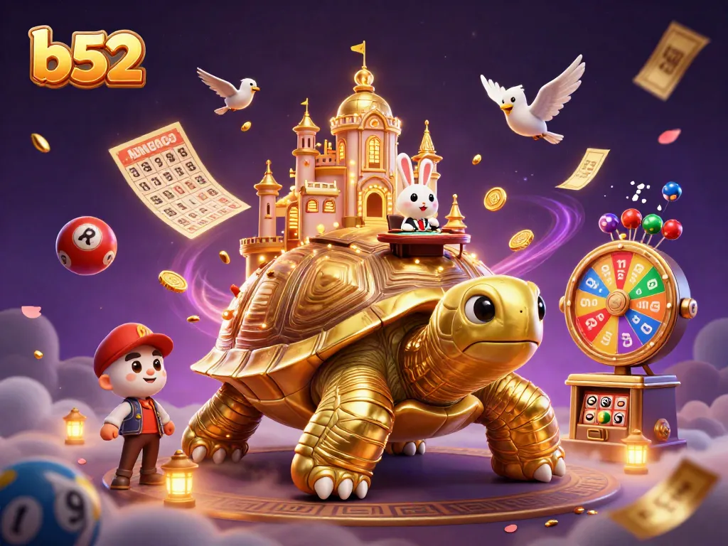 Experience the thrill of b52 gaming with a dynamic scene of vibrant elements and characters.