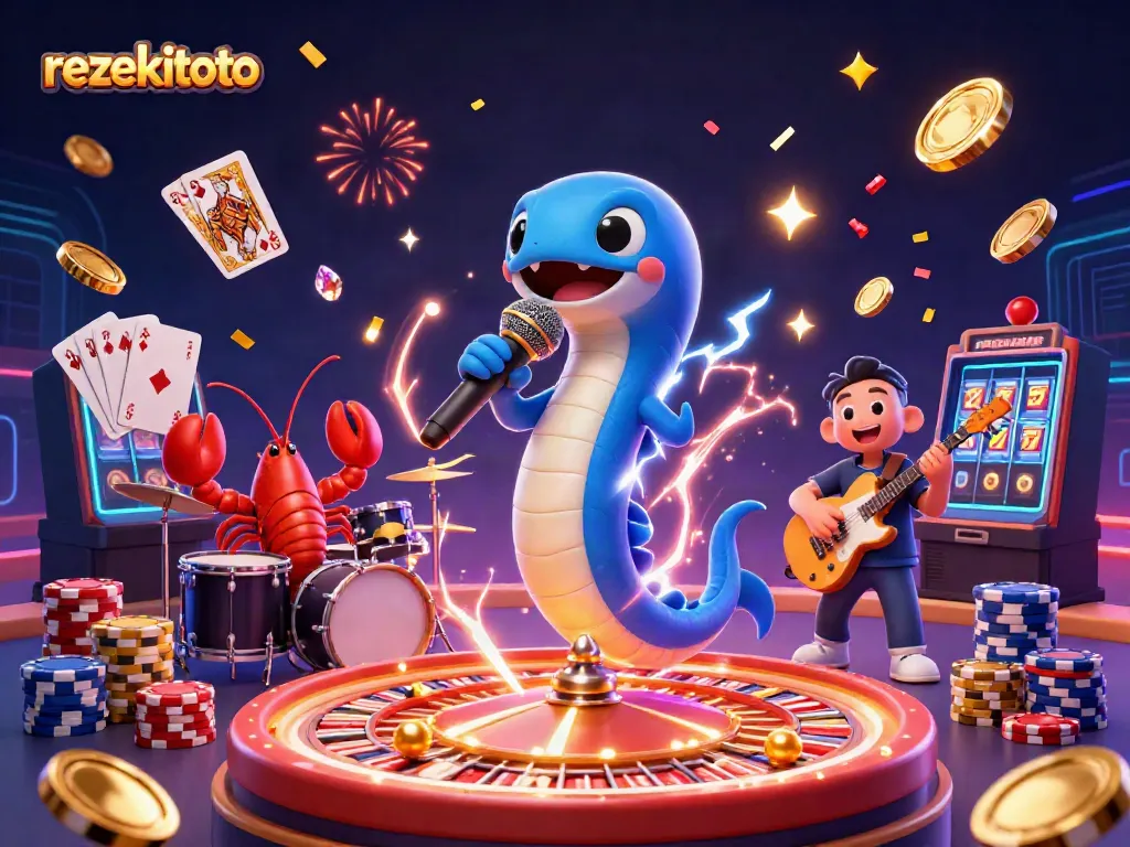 Experience thrilling gameplay with rezekitoto's vibrant casino scene featuring slots and exciting casino characters.