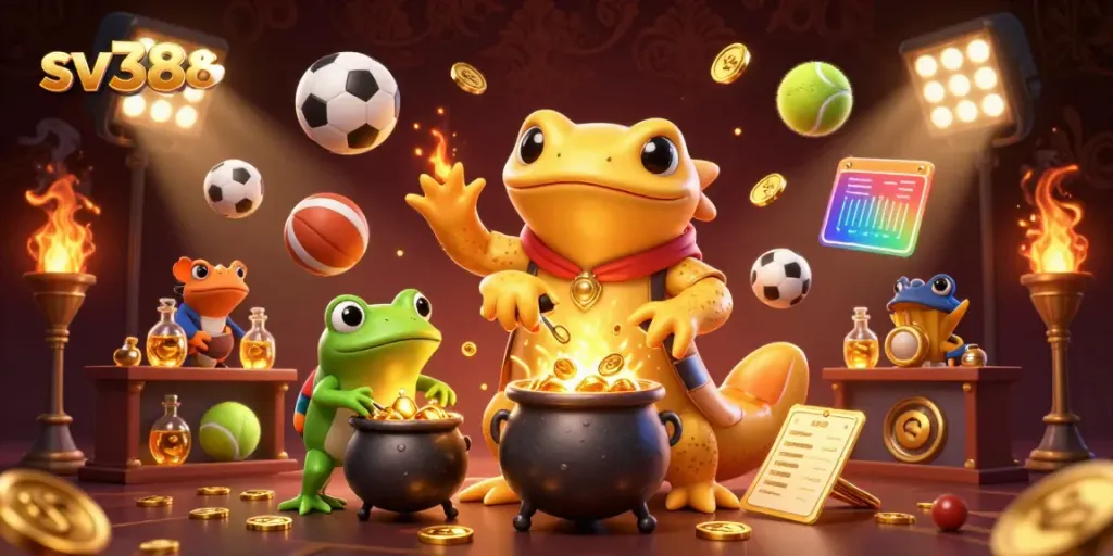 Experience thrilling action with sv388 as our alchemist transforms metals into gold amidst a vibrant gambling scene.