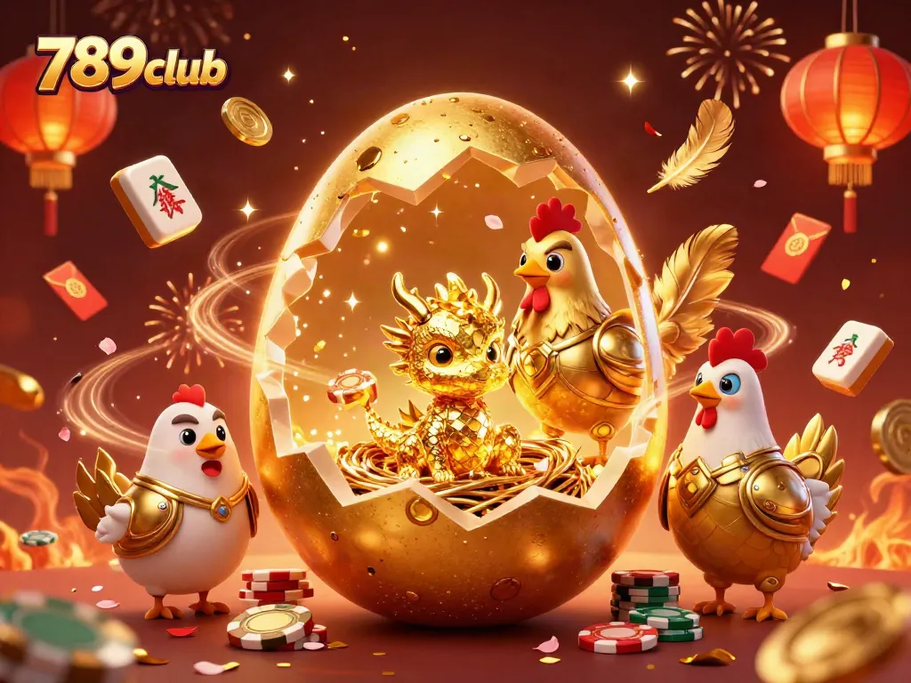 Engage with 789club as the golden dragon reveals jackpots amidst festive casino elements.