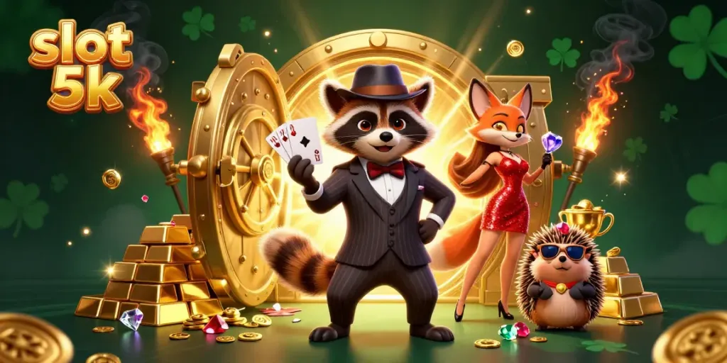 Experience the excitement of slot 5k with vibrant 3D characters and dazzling casino visuals.