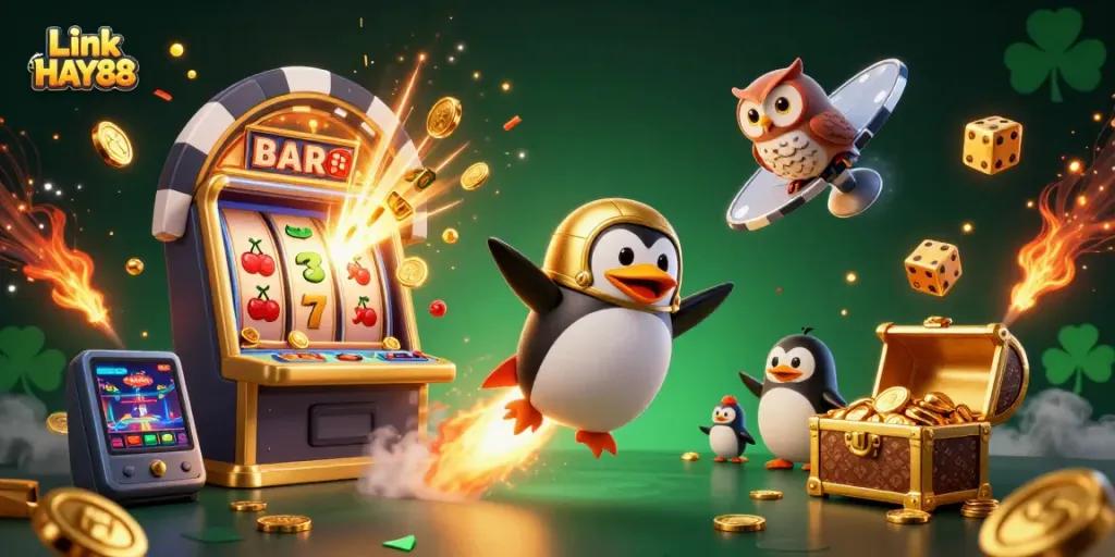 Experience thrilling gaming with Link HAY88 in this vibrant casino adventure scene