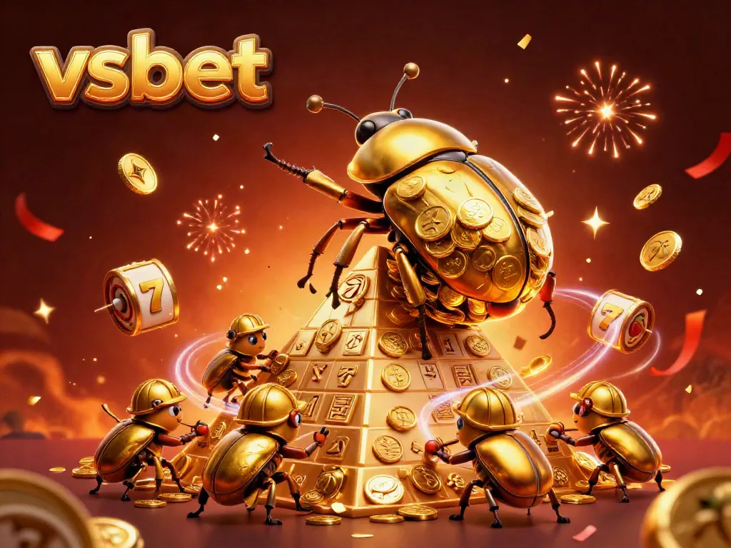 Engage with stunning gameplay experiences at VSBET, featuring vibrant golden beetles and casino symbols.