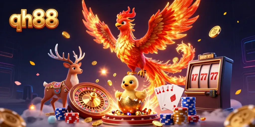 Engage in thrilling gameplay at qh88, featuring dynamic casino elements and mythical characters.