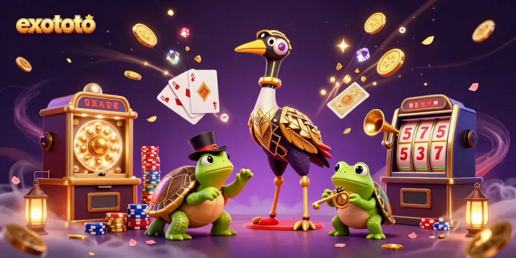 Menangkan togel 4D dengan informasi terbaru dari EXOTOTO dalam ilustrasi kasino yang kaya detail.