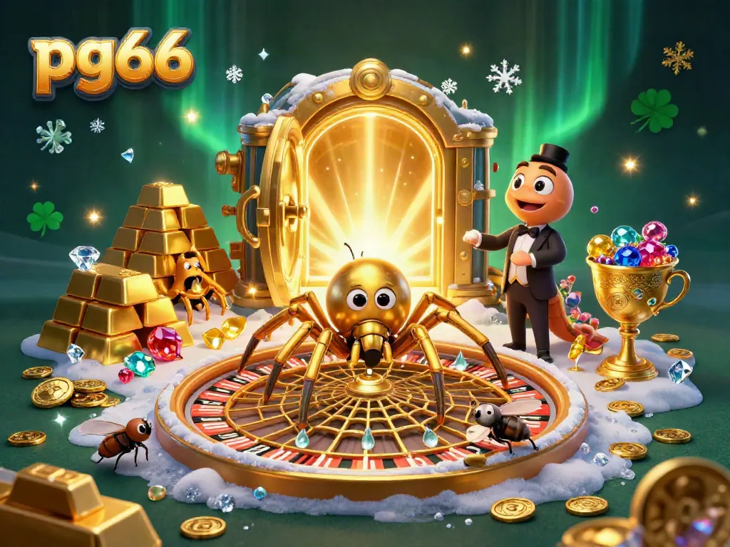 Experience the excitement at pg66 with a playful spider and centipede in a casino-themed adventure.