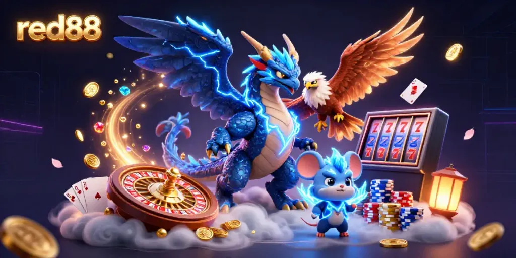 Experience thrilling gameplay with red88's electric dragon and dynamic casino elements.