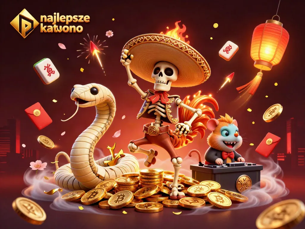 Experience the excitement at najlepsze kasyno bitcoin with vibrant 3D characters celebrating around golden coins.
