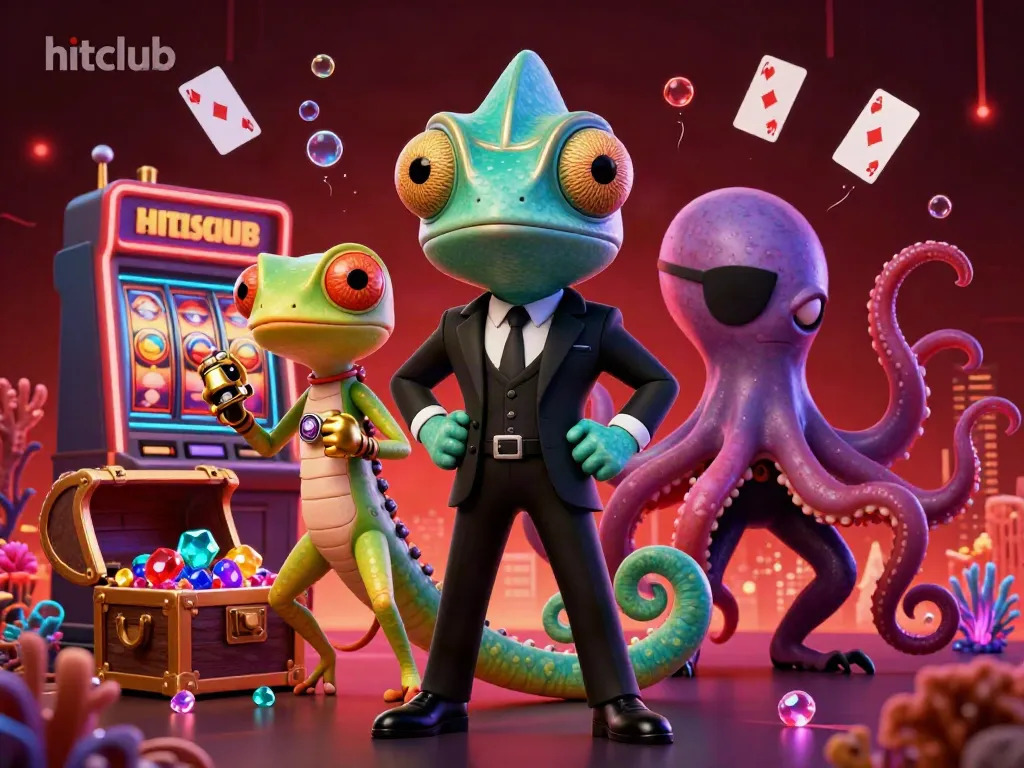 Engage in exciting slot games at hitclub featuring vibrant characters and casino elements.