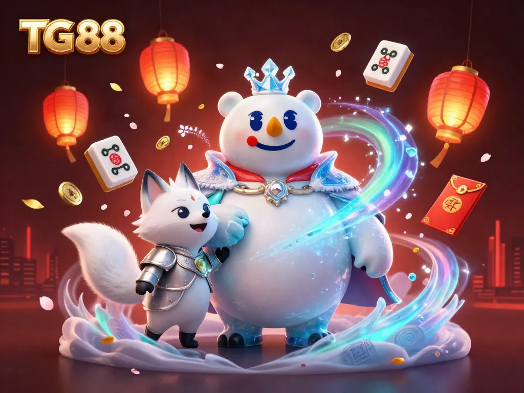 Experience the vibrant energy of TG 88 with dynamic characters and festive elements in a captivating casino illustration.