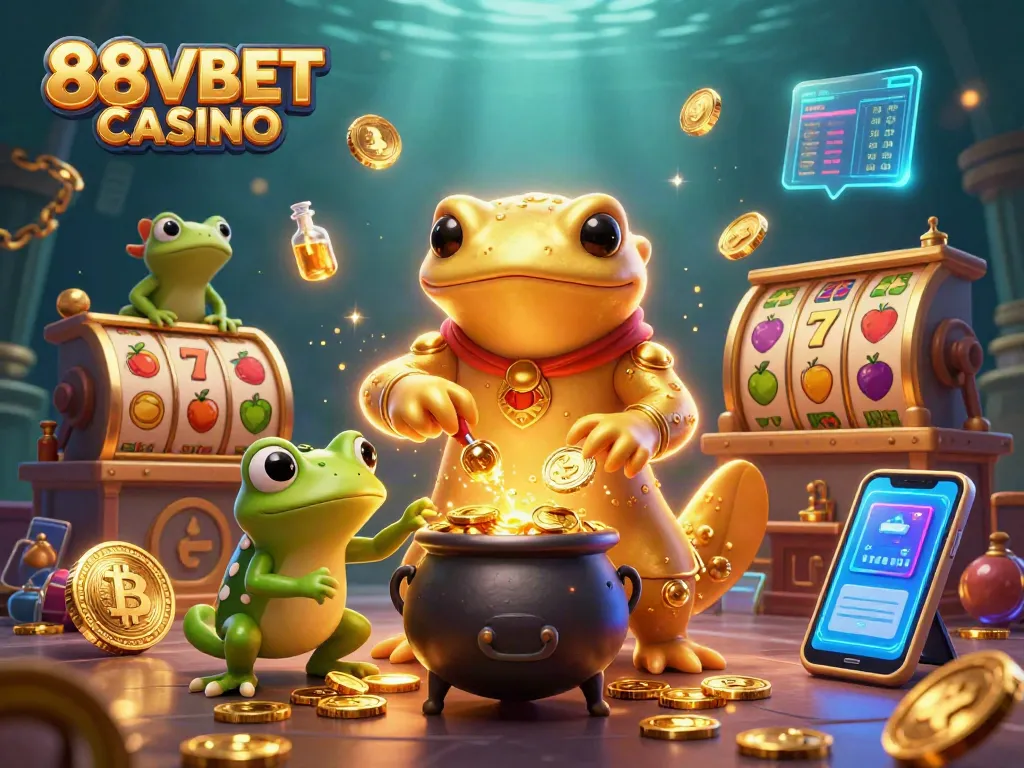 Experience 88VBET CASINO with vibrant characters and dynamic gaming symbols in a rich 3D illustration.