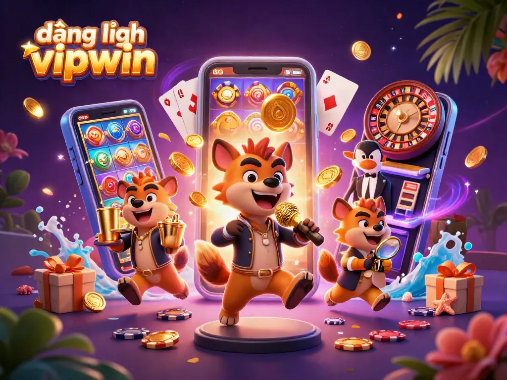 Engage in thrilling gameplay with đăng nhập vipwin at this colorful comedy casino club scene featuring lively hyenas.