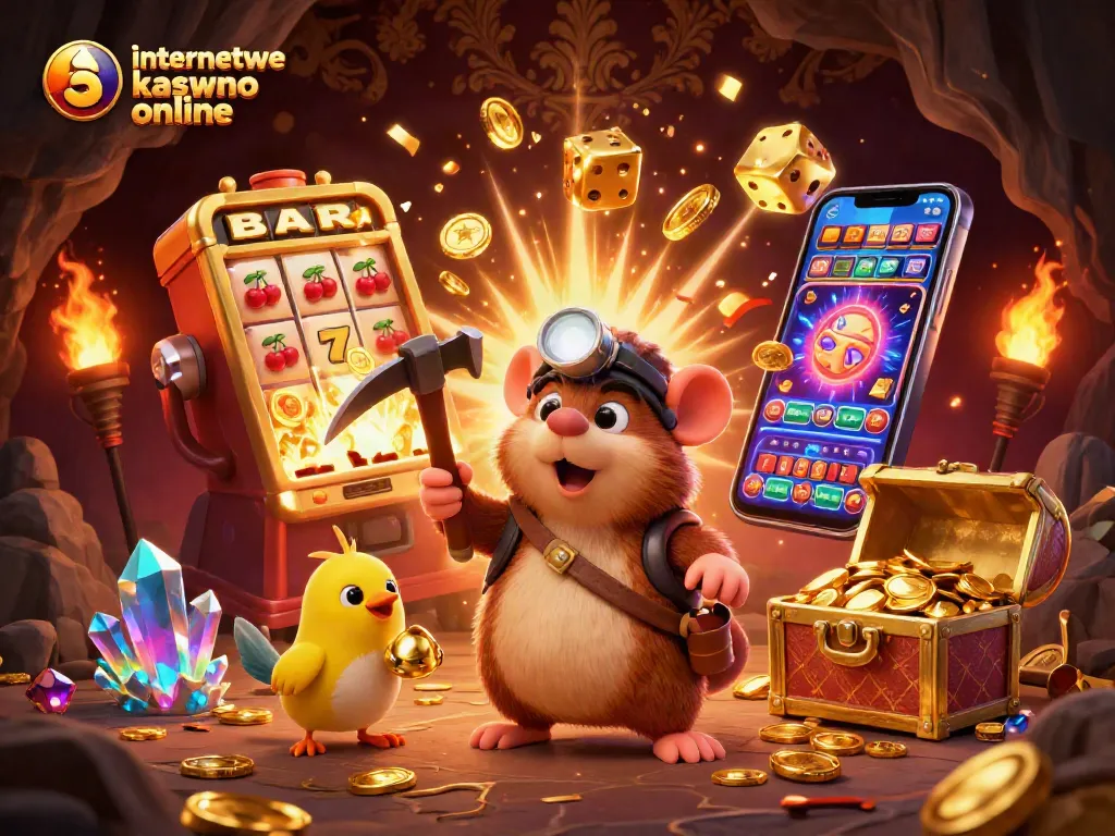 Experience the thrill of internetowe kasyno online in a vibrant 3D illustration with treasure-filled action.