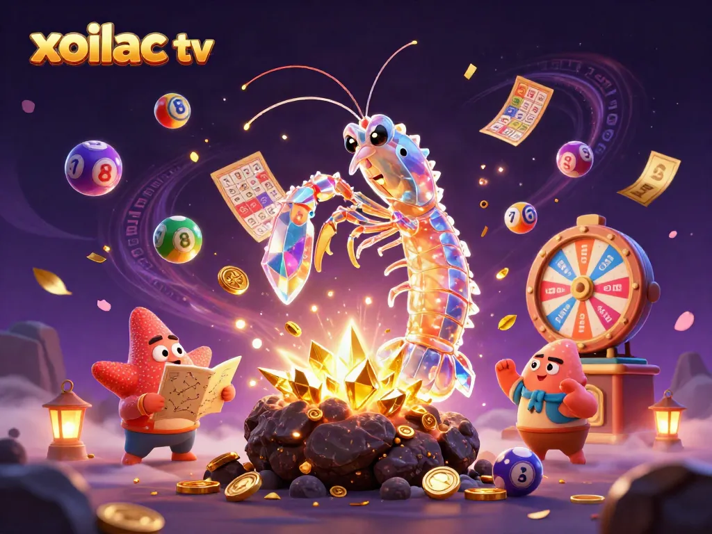 Experience the excitement of gambling with xoilac tv illustrated through vibrant characters and game elements.
