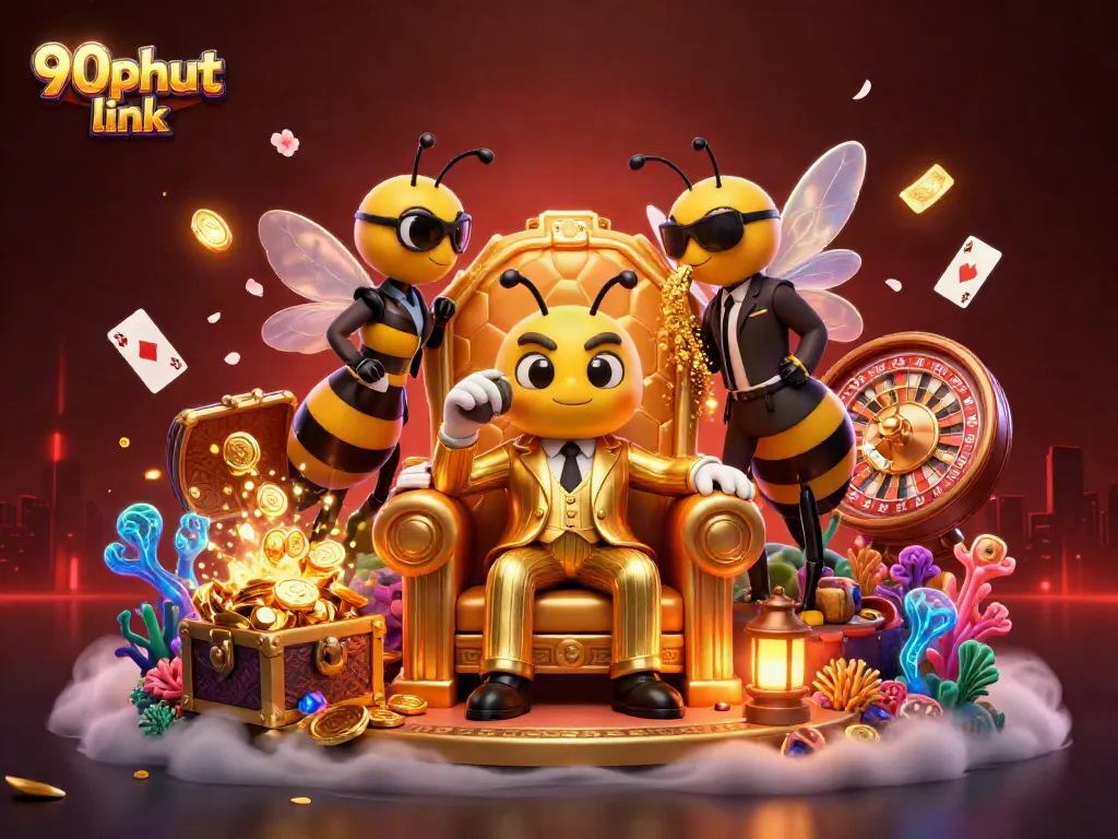 Bet on the exciting 90phut link in this dynamic casino-themed digital artwork.