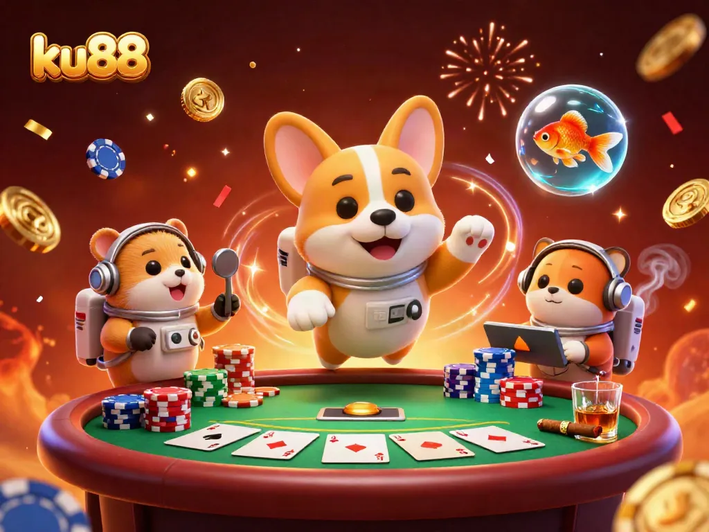 Engage with ku88 in a vibrant casino space scene packed with poker excitement and fun.