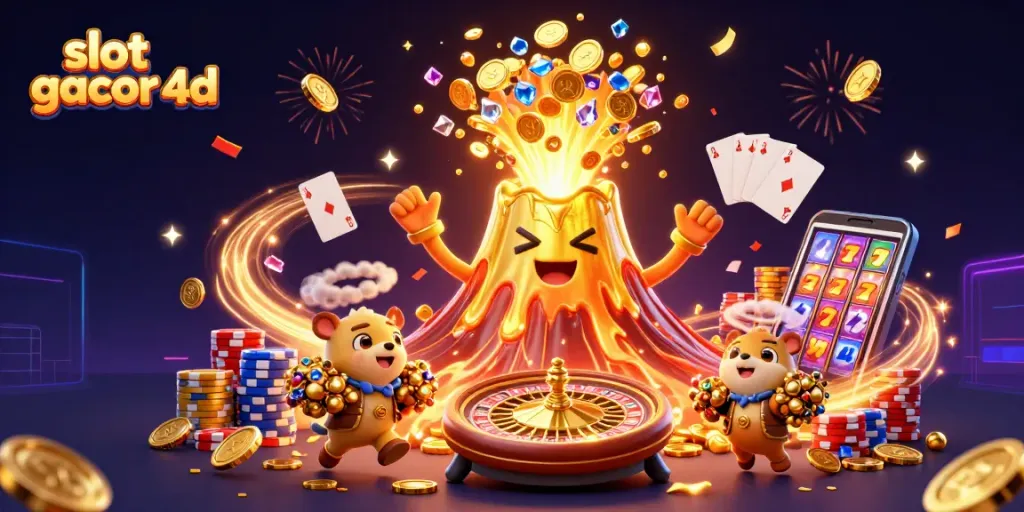 Menangkan slot gacor 4d dengan lava emas dan hewan penjelajah membawa harta karun.