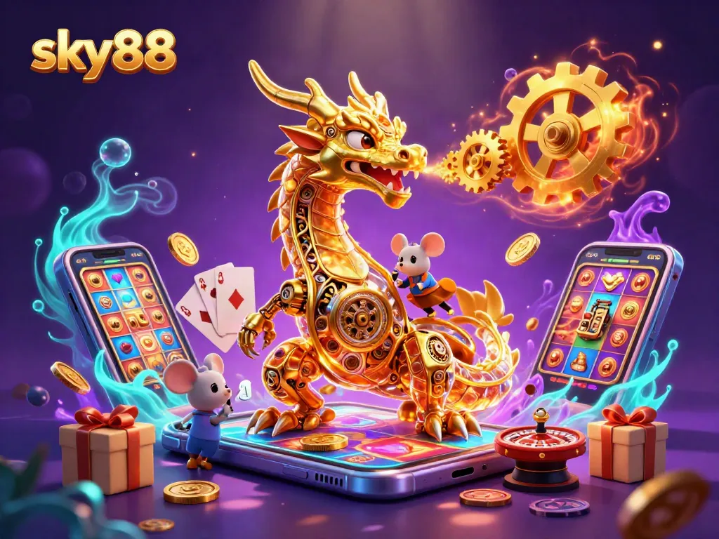Engage with sky88's thrilling casino experience showcasing vibrant games and immersive elements.